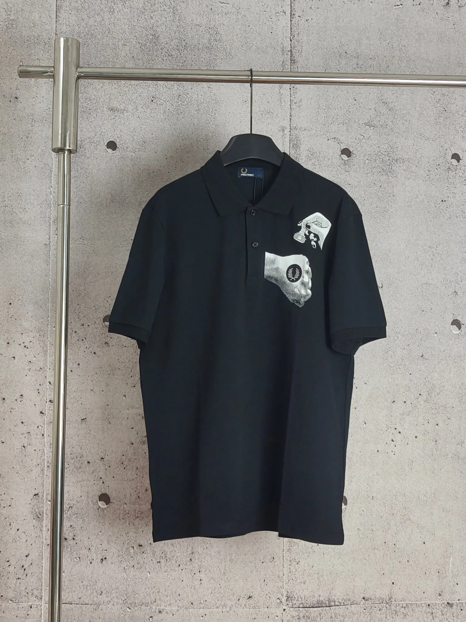 P180 Real shot quality High version PF wheat ear embroidered polo shirt lapel short sleeves High-end quality Complete with three labels, comfortable and breathable, classic and simple, exquisite and fashionable, details show high-end quality Color: black Size: M-XXL